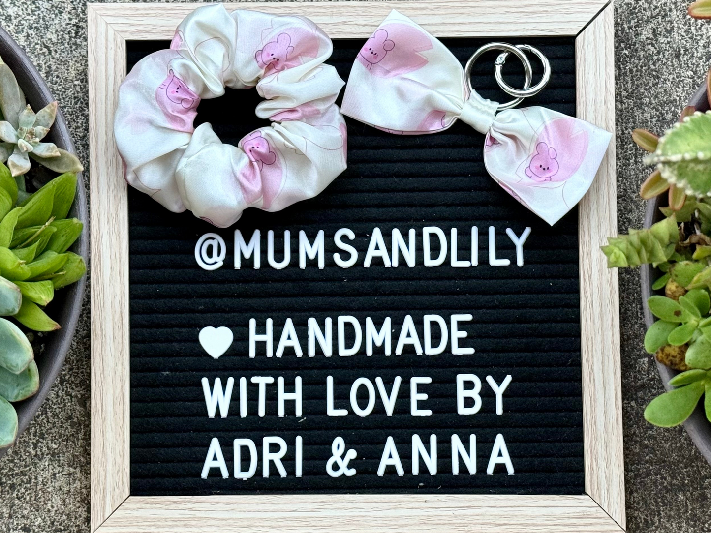 Combo - Scrunchie & Bow Bag Charm
