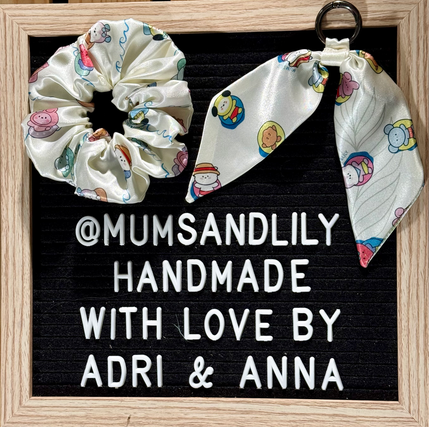Combo - Scrunchie & Mini Bowtail Bag Charm